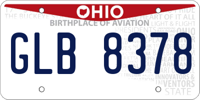 OH license plate GLB8378