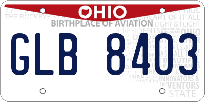 OH license plate GLB8403