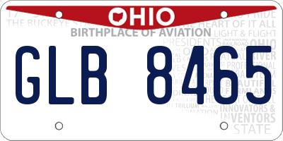 OH license plate GLB8465