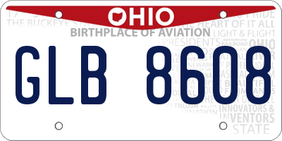 OH license plate GLB8608