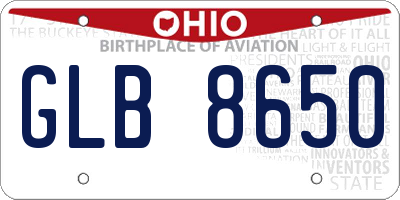 OH license plate GLB8650