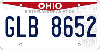 OH license plate GLB8652