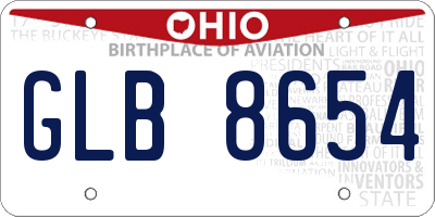 OH license plate GLB8654