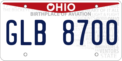 OH license plate GLB8700