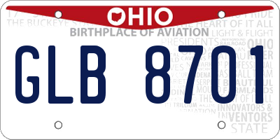 OH license plate GLB8701