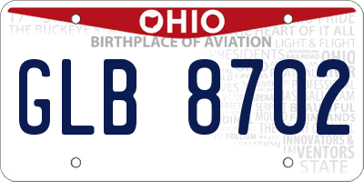 OH license plate GLB8702