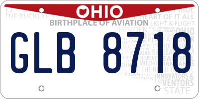 OH license plate GLB8718