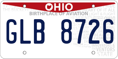 OH license plate GLB8726