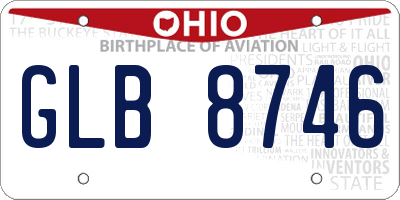 OH license plate GLB8746