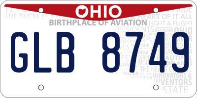 OH license plate GLB8749