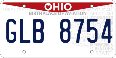 OH license plate GLB8754