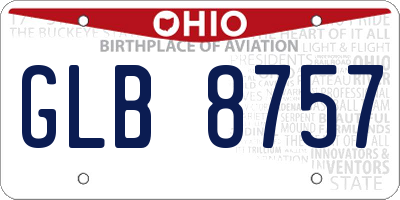 OH license plate GLB8757