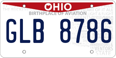 OH license plate GLB8786