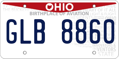 OH license plate GLB8860