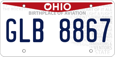 OH license plate GLB8867