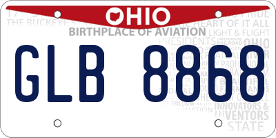 OH license plate GLB8868