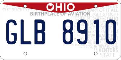 OH license plate GLB8910