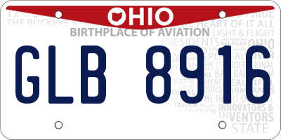 OH license plate GLB8916