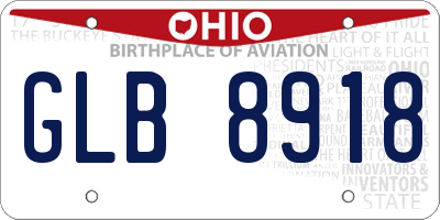 OH license plate GLB8918