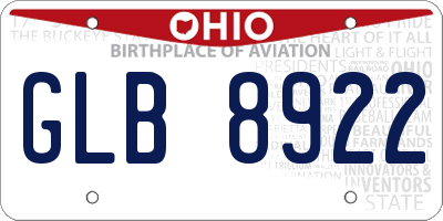 OH license plate GLB8922