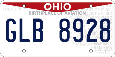 OH license plate GLB8928