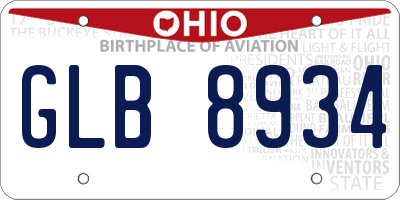 OH license plate GLB8934