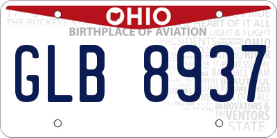OH license plate GLB8937