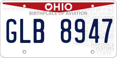 OH license plate GLB8947