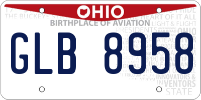 OH license plate GLB8958