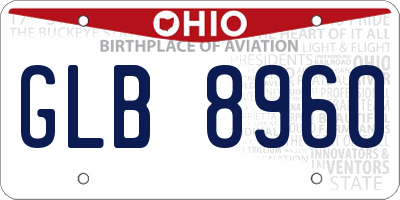 OH license plate GLB8960