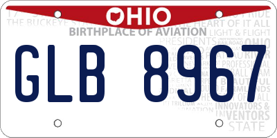 OH license plate GLB8967