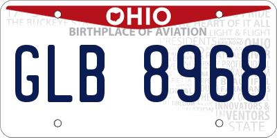 OH license plate GLB8968