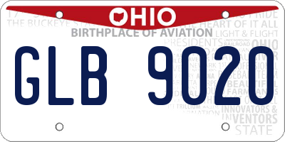 OH license plate GLB9020