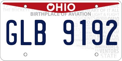 OH license plate GLB9192