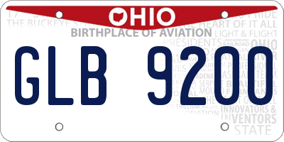 OH license plate GLB9200