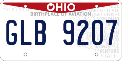 OH license plate GLB9207