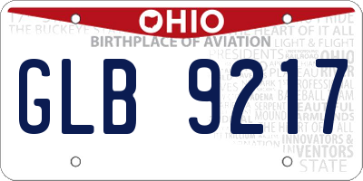OH license plate GLB9217