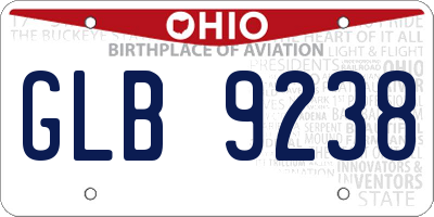 OH license plate GLB9238