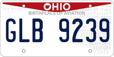 OH license plate GLB9239
