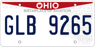 OH license plate GLB9265