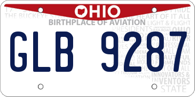 OH license plate GLB9287