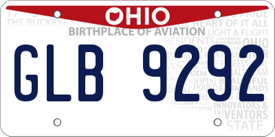 OH license plate GLB9292