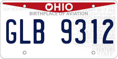 OH license plate GLB9312