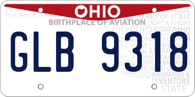 OH license plate GLB9318