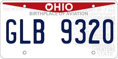 OH license plate GLB9320