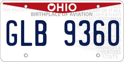 OH license plate GLB9360