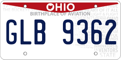 OH license plate GLB9362