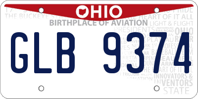 OH license plate GLB9374