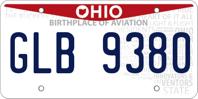 OH license plate GLB9380