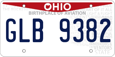 OH license plate GLB9382